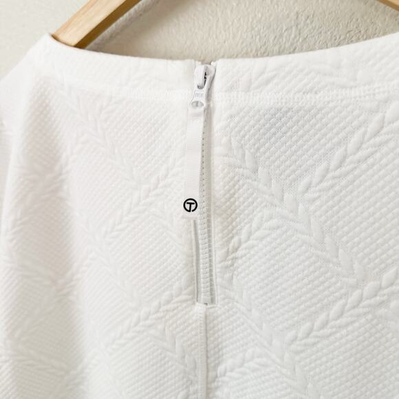 TALBOTS | White Green Navy Blue Jacquard Cable Dress Short Sleeve Cuff | Size XL - Picture 9 of 12